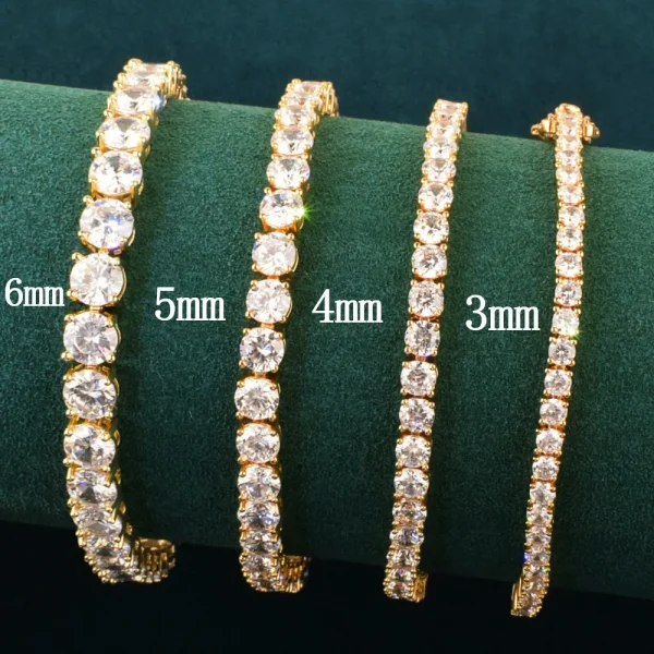CUC Tennis Chain Bracelet For Women Men Gold Silver Color 1 Row Cubic Zirconia Link Fashion Hip Hop Jewelry 3mm 4mm 5mm 6mm - Image 2