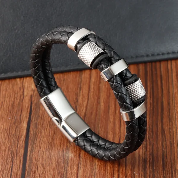 Charm Braid Rope Bracelet For Men Stainless Steel Magnetic Buckle Genuine Leather Bracelets & Bangles Male Female Jewelry - Image 9