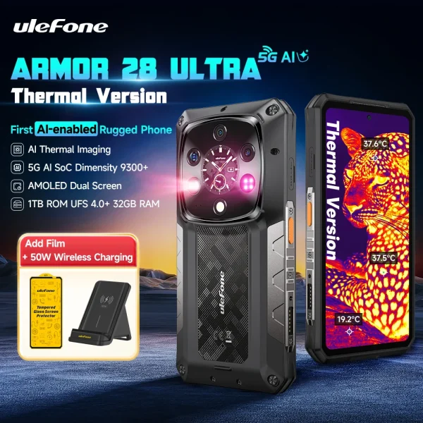 Ulefone Armor 28 Ultra 5G AI Thermal Imaging Rugged Phone Dimensity 9300+ 1TB ROM 32GB RAM Android Smartphone AMOLED Mobile - Image 8