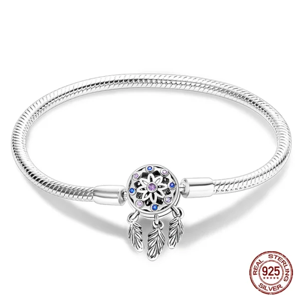 Bracelet Silver 925 Original 17-20CM Star Moon Sun Four Leaf Clover Green Zircon Bracelets Fit DIY Charms Birthday Jewelry Gifts - Image 23