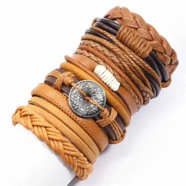 10 Pcs/set Black Wrap Woven New Fashion Handmade Men Bracelets Male Women Leather Bracelets Men Bangle Wholesale Jewelry Gift - Image 25