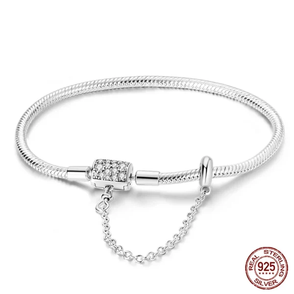 Bracelet Silver 925 Original 17-20CM Star Moon Sun Four Leaf Clover Green Zircon Bracelets Fit DIY Charms Birthday Jewelry Gifts - Image 9