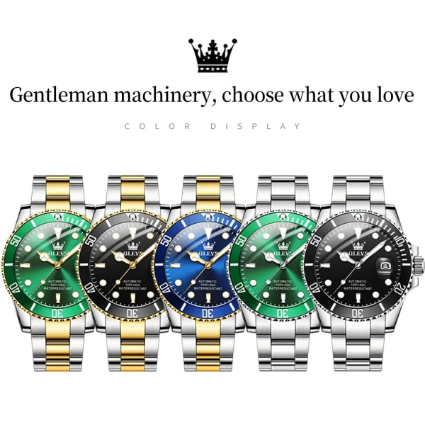 OLEVS 6650 Men Watch Classic Original Automatic Mechanical Watch For Man Zircon Scale  Waterproof Luminous Stainless Steel Reloj - Image 6