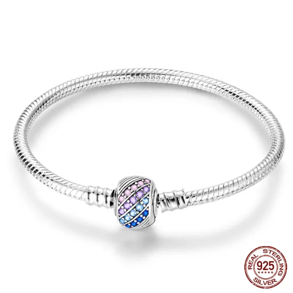 Bracelet Silver 925 Original 17-20CM Star Moon Sun Four Leaf Clover Green Zircon Bracelets Fit DIY Charms Birthday Jewelry Gifts - Image 12