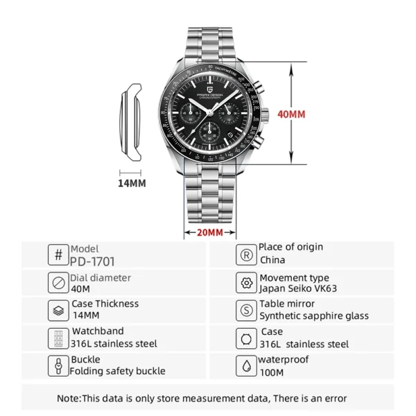 PAGANI DESIGN Sport Panda Mens Watches Quartz Chronograph Luxury Automatic Business Stainless Steel Waterproof Reloj Hombre 2023 - Image 6
