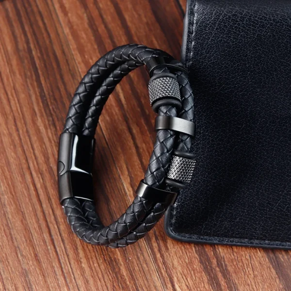 Charm Braid Rope Bracelet For Men Stainless Steel Magnetic Buckle Genuine Leather Bracelets & Bangles Male Female Jewelry - Image 5