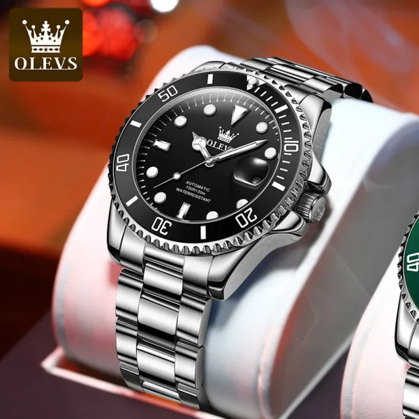 OLEVS 6650 Men Watch Classic Original Automatic Mechanical Watch For Man Zircon Scale  Waterproof Luminous Stainless Steel Reloj - Image 10