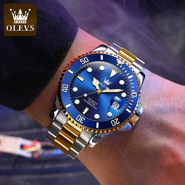 OLEVS 6650 Men Watch Classic Original Automatic Mechanical Watch For Man Zircon Scale  Waterproof Luminous Stainless Steel Reloj - Image 5