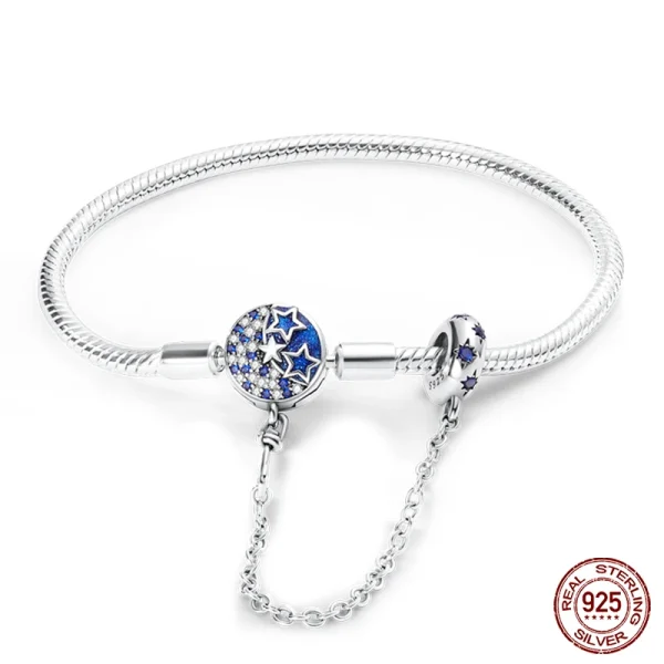 Bracelet Silver 925 Original 17-20CM Star Moon Sun Four Leaf Clover Green Zircon Bracelets Fit DIY Charms Birthday Jewelry Gifts - Image 53