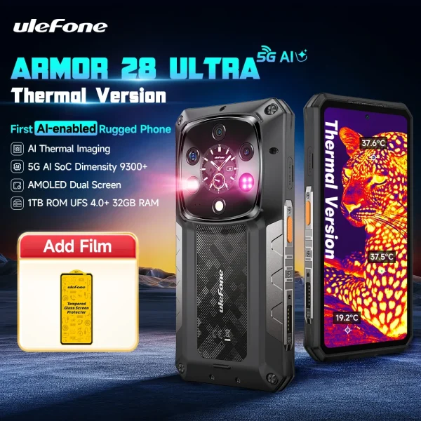 Ulefone Armor 28 Ultra 5G AI Thermal Imaging Rugged Phone Dimensity 9300+ 1TB ROM 32GB RAM Android Smartphone AMOLED Mobile - Image 11