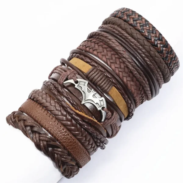 10 Pcs/set Black Wrap Woven New Fashion Handmade Men Bracelets Male Women Leather Bracelets Men Bangle Wholesale Jewelry Gift - Image 26