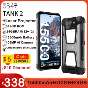 In Stock 8849 Tank 2 by Unihertz Projector Rugged Smartphone 22GB 256GB Cellphone 108MP G99 Night Vision IP68 Mobile Phone