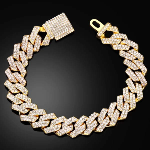 14MM Iced Prong Link Cuban Chain Bracelets for Men Women Full Rhinestones Chunky Miami Cuban Bracelet Punk Hip Hop Jewelry Gift - Image 4