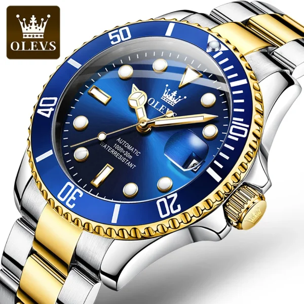 OLEVS 6650 Men Watch Classic Original Automatic Mechanical Watch For Man Zircon Scale  Waterproof Luminous Stainless Steel Reloj - Image 2