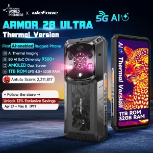 Ulefone Armor 28 Ultra 5G AI Thermal Imaging Rugged Phone Dimensity 9300+ 1TB ROM 32GB RAM Android Smartphone AMOLED Mobile