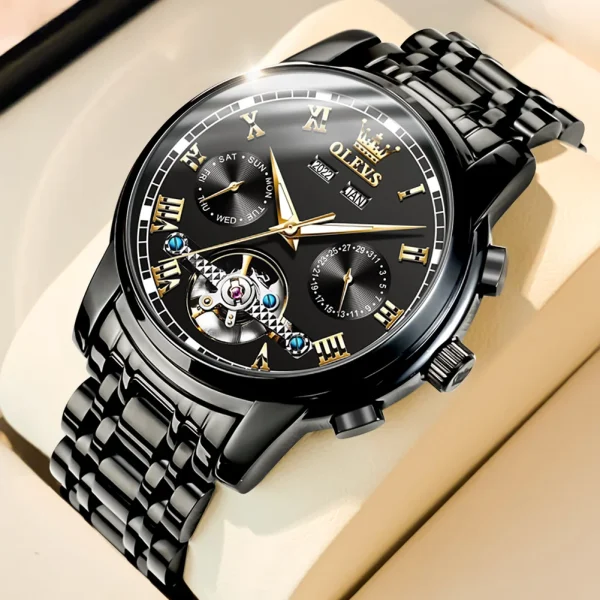 OLEVS Men's Watches Automatic Mechanical Business Wristwatch Waterproof Stainless Steel Strap Watch for Man Skeleton Calendar - Image 11