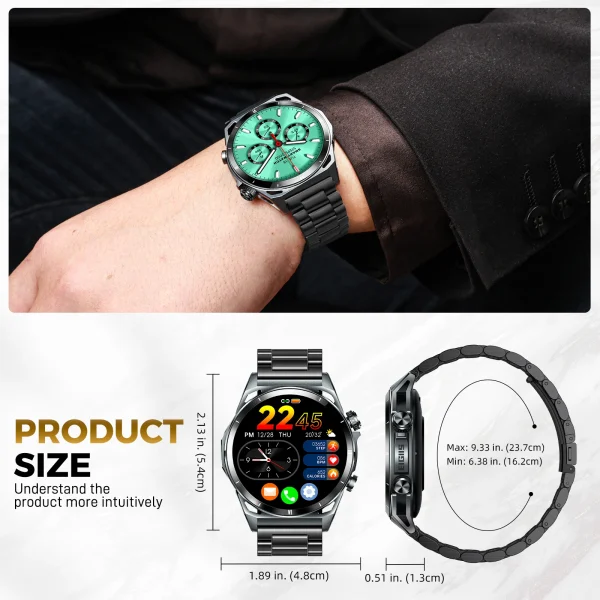 EIGIIS New Smart Watch KE6 1.43" AMOLED Display Men Black Sports Watch KE Series Bluetooth Call Health Monitor IP68 Waterproof - Image 6