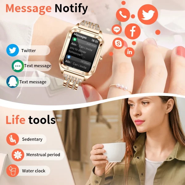 LIGE Smart Watch Woman Sport Fitnes AI Voice Control Full Touch Bracelet Bluetooth Call Waterproof For Fashion Ladies Smartwatch - Image 2