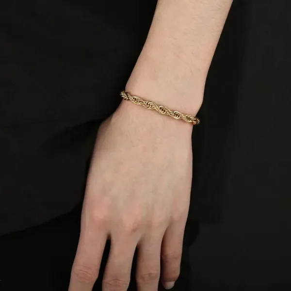 Gorgeous 18k Gold 925 Sterling Silver 4MM Chain Bracelets for Men Charm Women Lady Boy Wedding Party 20cm 8in - Image 2