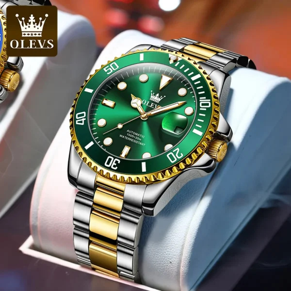 OLEVS 6650 Men Watch Classic Original Automatic Mechanical Watch For Man Zircon Scale  Waterproof Luminous Stainless Steel Reloj - Image 9