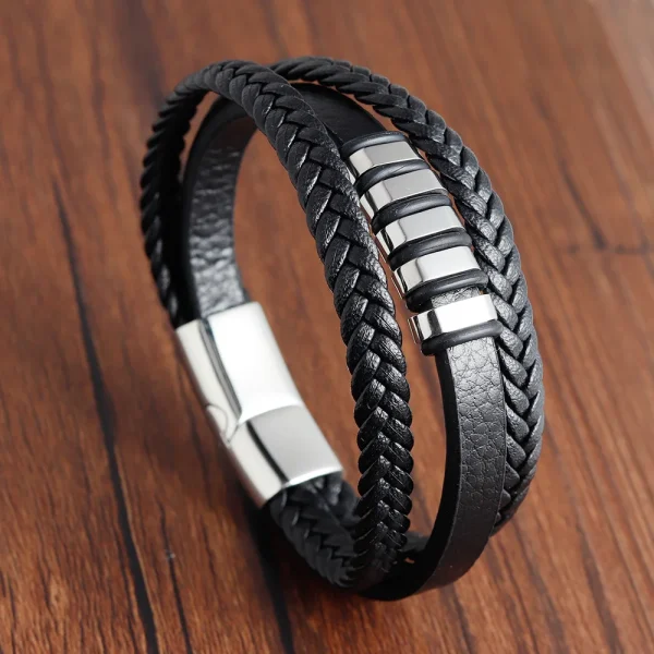 Charm Braid Rope Bracelet For Men Stainless Steel Magnetic Buckle Genuine Leather Bracelets & Bangles Male Female Jewelry - Image 10