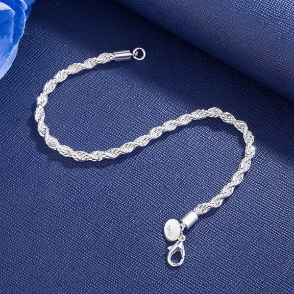 Gorgeous 18k Gold 925 Sterling Silver 4MM Chain Bracelets for Men Charm Women Lady Boy Wedding Party 20cm 8in - Image 5
