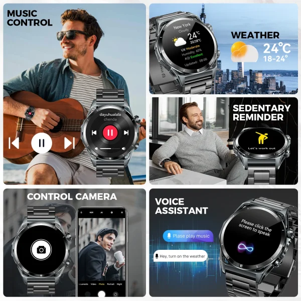 EIGIIS New Smart Watch KE6 1.43" AMOLED Display Men Black Sports Watch KE Series Bluetooth Call Health Monitor IP68 Waterproof - Image 4