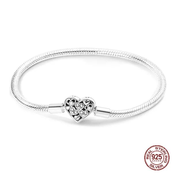 Bracelet Silver 925 Original 17-20CM Star Moon Sun Four Leaf Clover Green Zircon Bracelets Fit DIY Charms Birthday Jewelry Gifts - Image 8