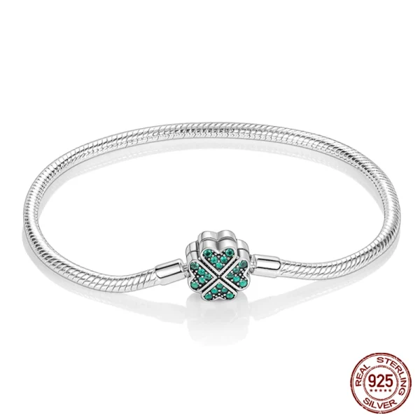 Bracelet Silver 925 Original 17-20CM Star Moon Sun Four Leaf Clover Green Zircon Bracelets Fit DIY Charms Birthday Jewelry Gifts - Image 42
