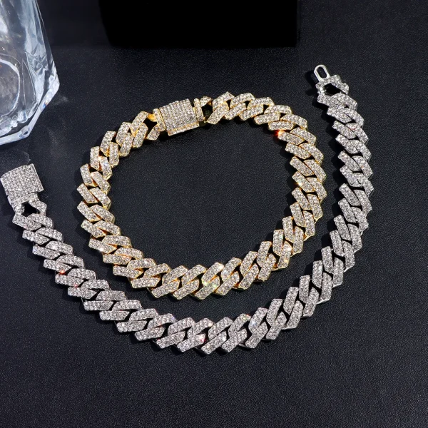 14MM Iced Prong Link Cuban Chain Bracelets for Men Women Full Rhinestones Chunky Miami Cuban Bracelet Punk Hip Hop Jewelry Gift - Image 5