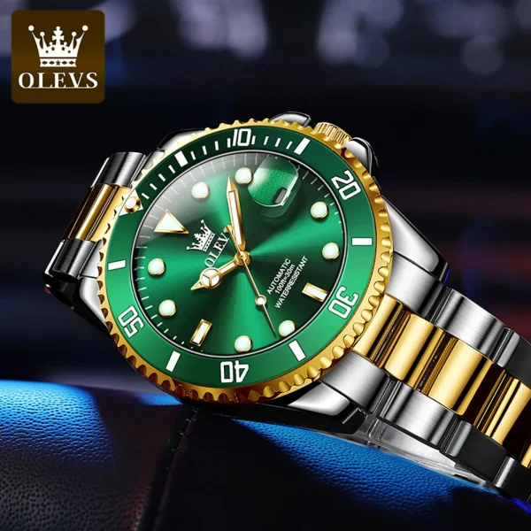 OLEVS 6650 Men Watch Classic Original Automatic Mechanical Watch For Man Zircon Scale  Waterproof Luminous Stainless Steel Reloj - Image 3