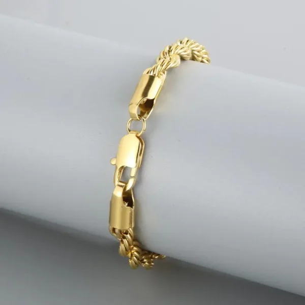 Gorgeous 18k Gold 925 Sterling Silver 4MM Chain Bracelets for Men Charm Women Lady Boy Wedding Party 20cm 8in - Image 3