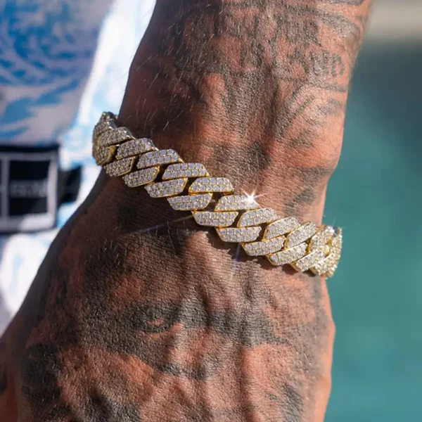 14MM Iced Prong Link Cuban Chain Bracelets for Men Women Full Rhinestones Chunky Miami Cuban Bracelet Punk Hip Hop Jewelry Gift - Image 3