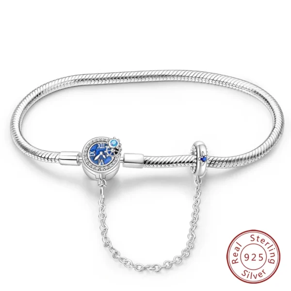 Bracelet Silver 925 Original 17-20CM Star Moon Sun Four Leaf Clover Green Zircon Bracelets Fit DIY Charms Birthday Jewelry Gifts - Image 26