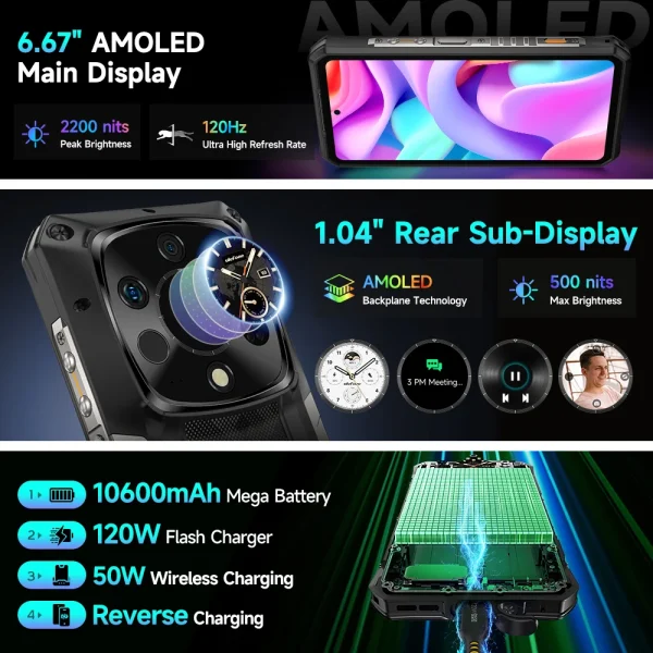 Ulefone Armor 28 Ultra 5G AI Thermal Imaging Rugged Phone Dimensity 9300+ 1TB ROM 32GB RAM Android Smartphone AMOLED Mobile - Image 5