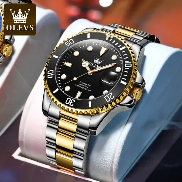 OLEVS 6650 Men Watch Classic Original Automatic Mechanical Watch For Man Zircon Scale  Waterproof Luminous Stainless Steel Reloj - Image 8