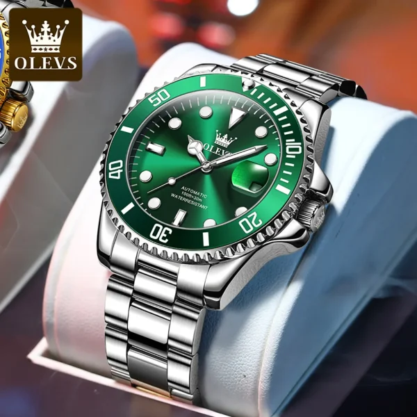 OLEVS 6650 Men Watch Classic Original Automatic Mechanical Watch For Man Zircon Scale  Waterproof Luminous Stainless Steel Reloj - Image 7
