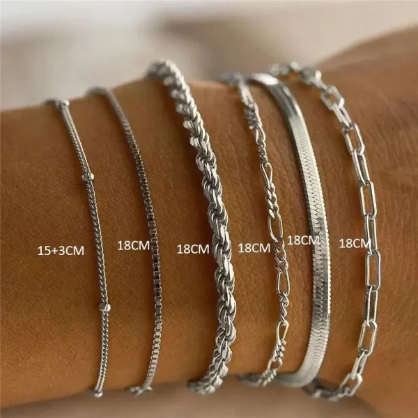 SUNIBI Classic Snake Chain Bracelets for Women Trend  Fashion Stainless Steel Cuban Chain Bracelet Trendy Woman Gifts Jewelry - Image 25
