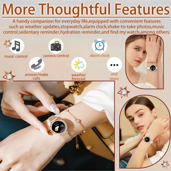 Women Smart Watch(Wireless Calls),1.29" Touchscreen Smartwatch for iPhone/Android with Sport Modes, Women Function/Perfect Gifts - Image 6