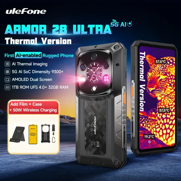 Ulefone Armor 28 Ultra 5G AI Thermal Imaging Rugged Phone Dimensity 9300+ 1TB ROM 32GB RAM Android Smartphone AMOLED Mobile - Image 7