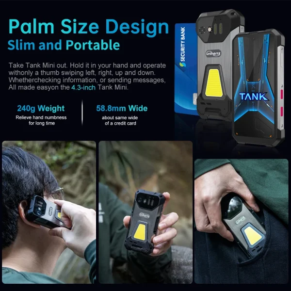 Unihertz 8849 Tank Mini Rugged Smartphone 4.3 Inch Display Android 13 5800mAh 24GB 256GB Helio G99 Octa Core 100MP Cameras IP68 - Image 3