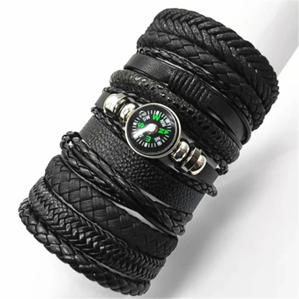 10 Pcs/set Black Wrap Woven New Fashion Handmade Men Bracelets Male Women Leather Bracelets Men Bangle Wholesale Jewelry Gift - Image 12