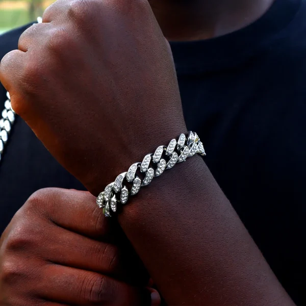 14MM Iced Prong Link Cuban Chain Bracelets for Men Women Full Rhinestones Chunky Miami Cuban Bracelet Punk Hip Hop Jewelry Gift - Image 9