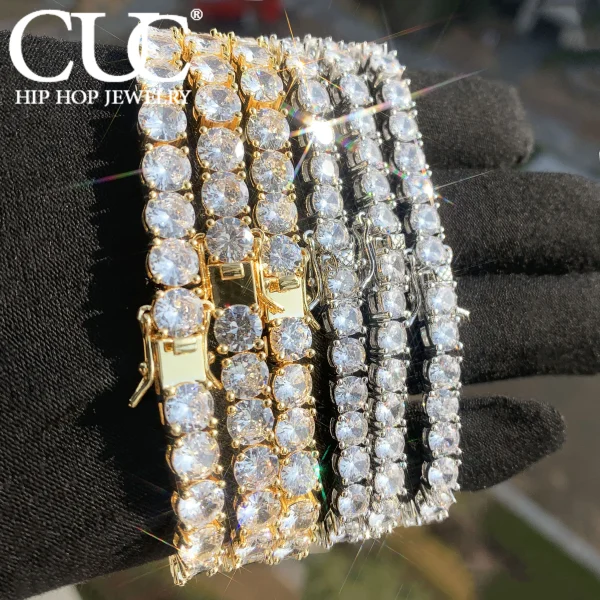 CUC Tennis Chain Bracelet For Women Men Gold Silver Color 1 Row Cubic Zirconia Link Fashion Hip Hop Jewelry 3mm 4mm 5mm 6mm