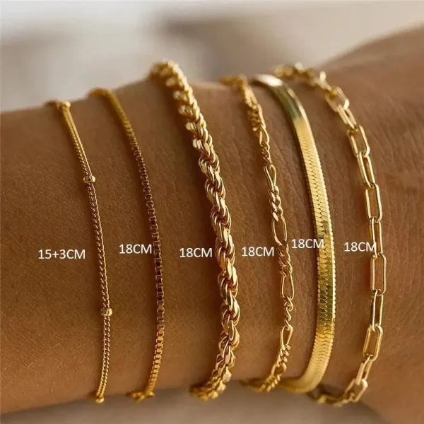 SUNIBI Classic Snake Chain Bracelets for Women Trend  Fashion Stainless Steel Cuban Chain Bracelet Trendy Woman Gifts Jewelry - Image 24